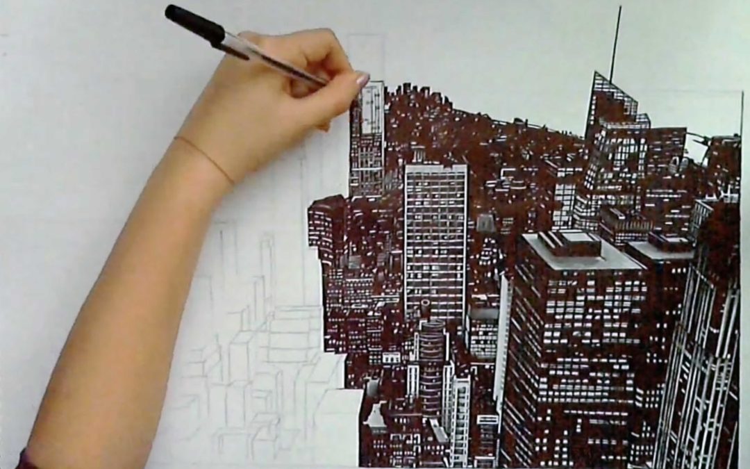 1080x675 realistic hand drawing of manhattan, new york via - Manhattan Drawing