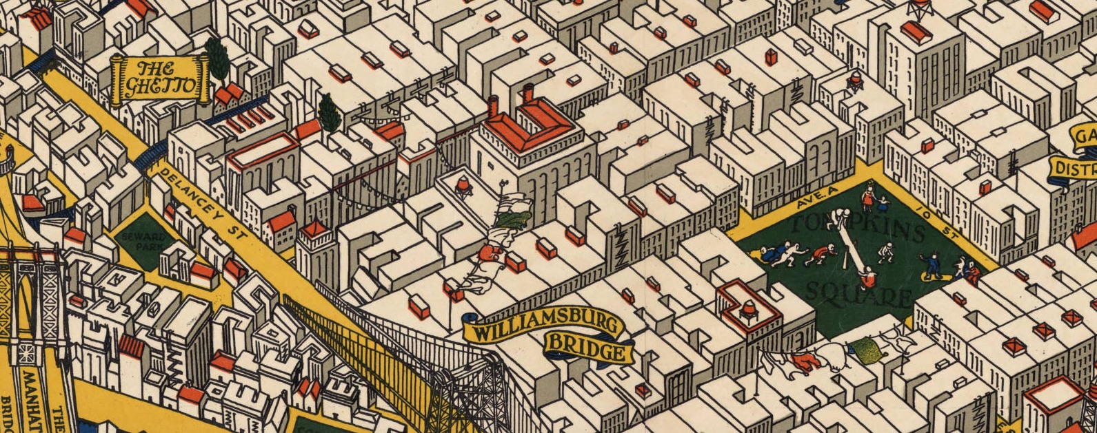 1591x629 this illustrated map of manhattan shows the city as it was - Manhattan Drawing