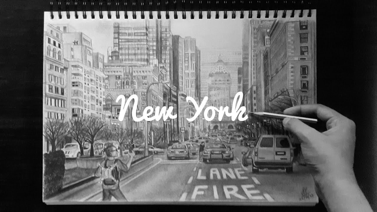 1280x720 cityscape drawing manhattan,new york city - Manhattan Drawing