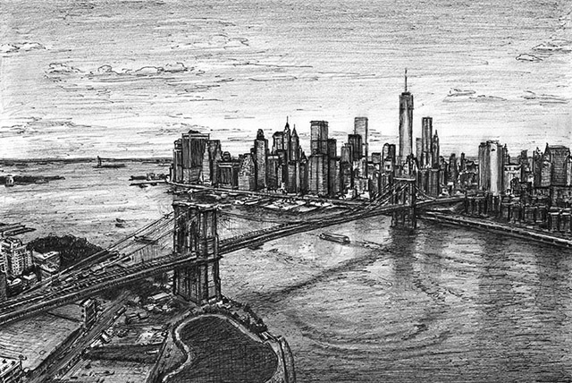 Manhattan Skyline Drawing at PaintingValley.com | Explore collection of ...