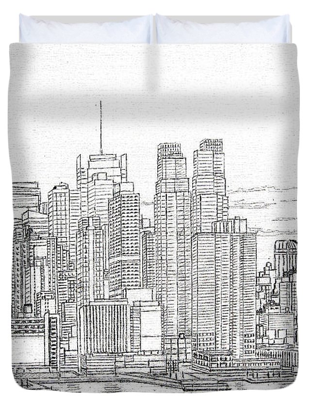 645x853 New York City - Manhattan Skyline Drawing