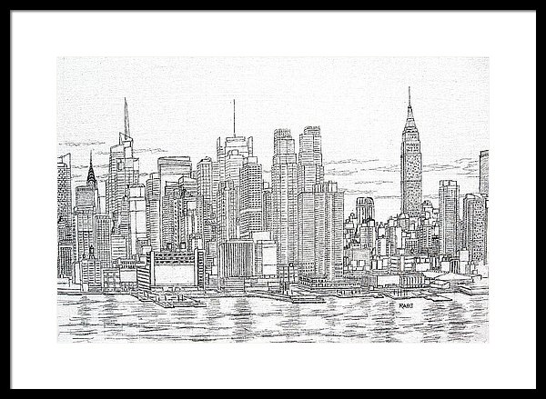 600x439 New York City - Manhattan Skyline Drawing