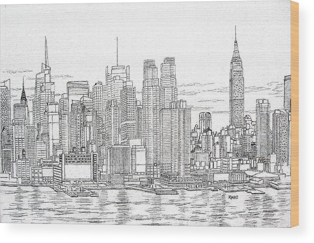 643x497 New York City - Manhattan Skyline Drawing