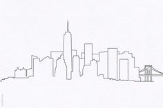 236x157 New York City Skyline, Nyc, Empire State, Chrystler Building, Ink - Manhattan Skyline Drawing