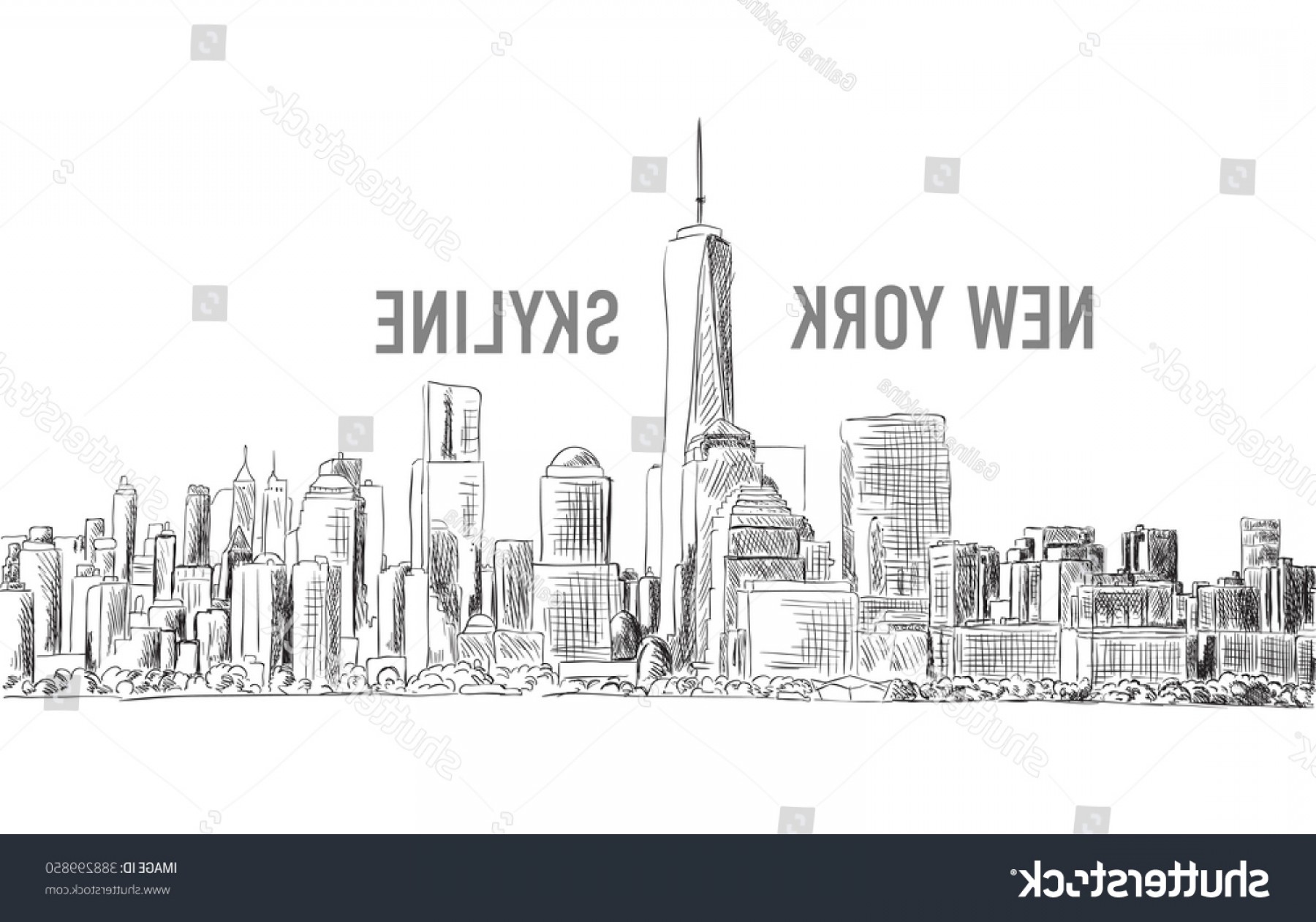 1800x1260 Drawing Of Nyc Skyline New York City Vector Drawing Sketch Stock - Manhattan Skyline Drawing