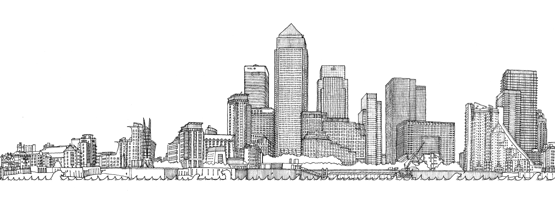 1920x714 Matteo Pericoli - Manhattan Skyline Line Drawing