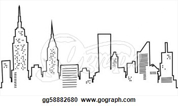 350x208 New York City Skyline Drawing Easy - Manhattan Skyline Line Drawing