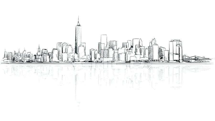 Manhattan Skyline Line Drawing at PaintingValley.com | Explore ...