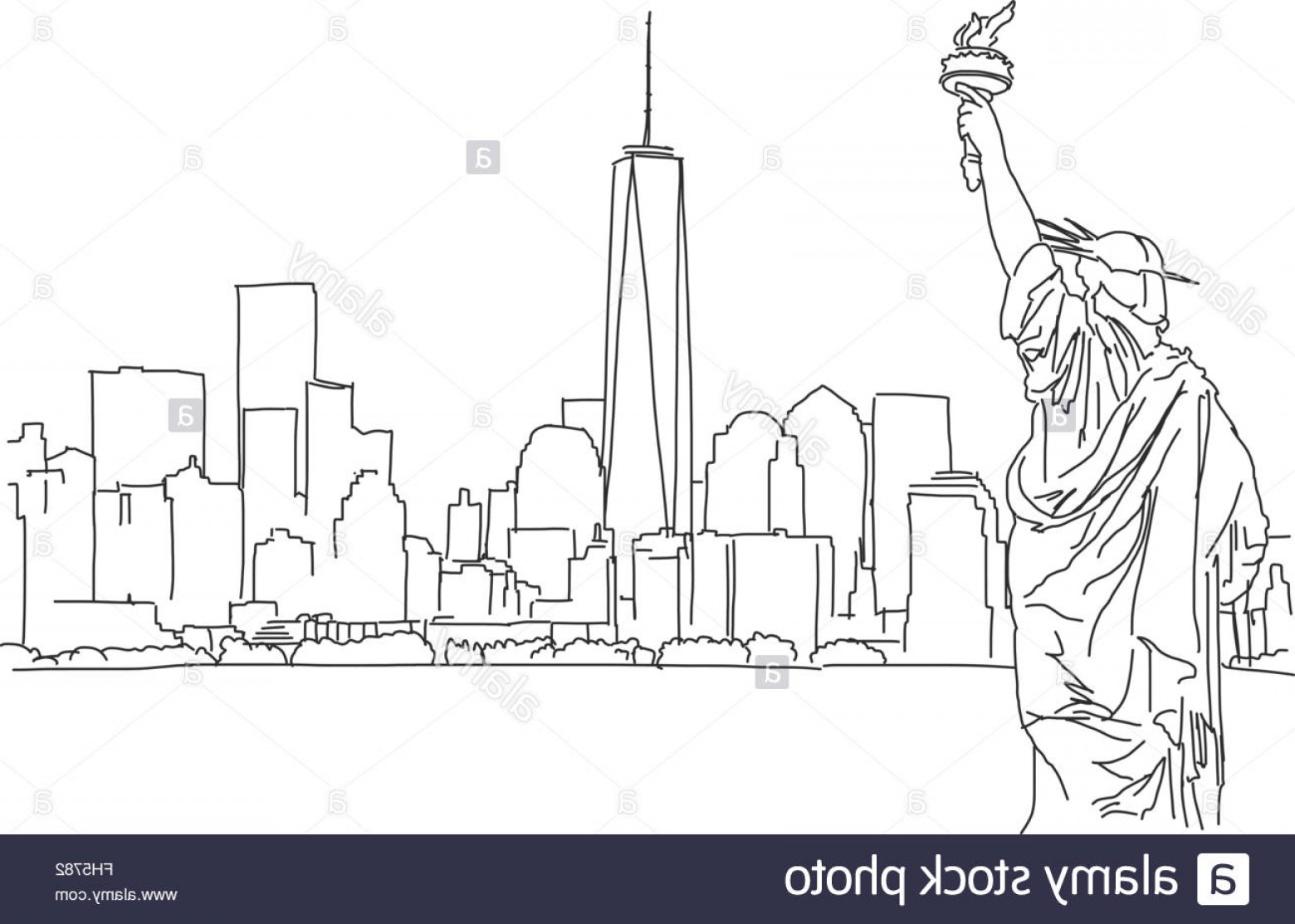 1560x1113 Stock Photo Free Hand Sketch Of New York City Skyline Vector - Manhattan Skyline Line Drawing