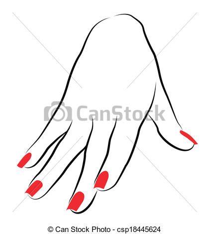 420x470 Female Palm With Red Manicure - Manicure Drawing