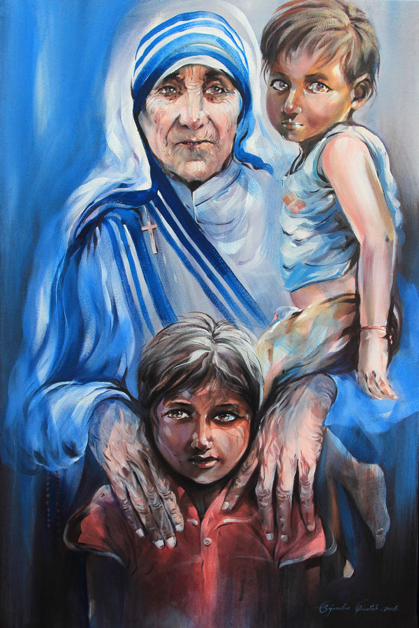 600x900 mother teresa service to mankind is service to god painting - Mankind Drawing