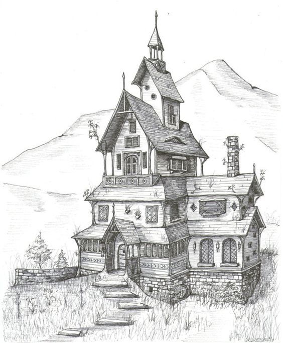 564x682 Manor Drawing Fantasy For Free Download - Manor Drawing