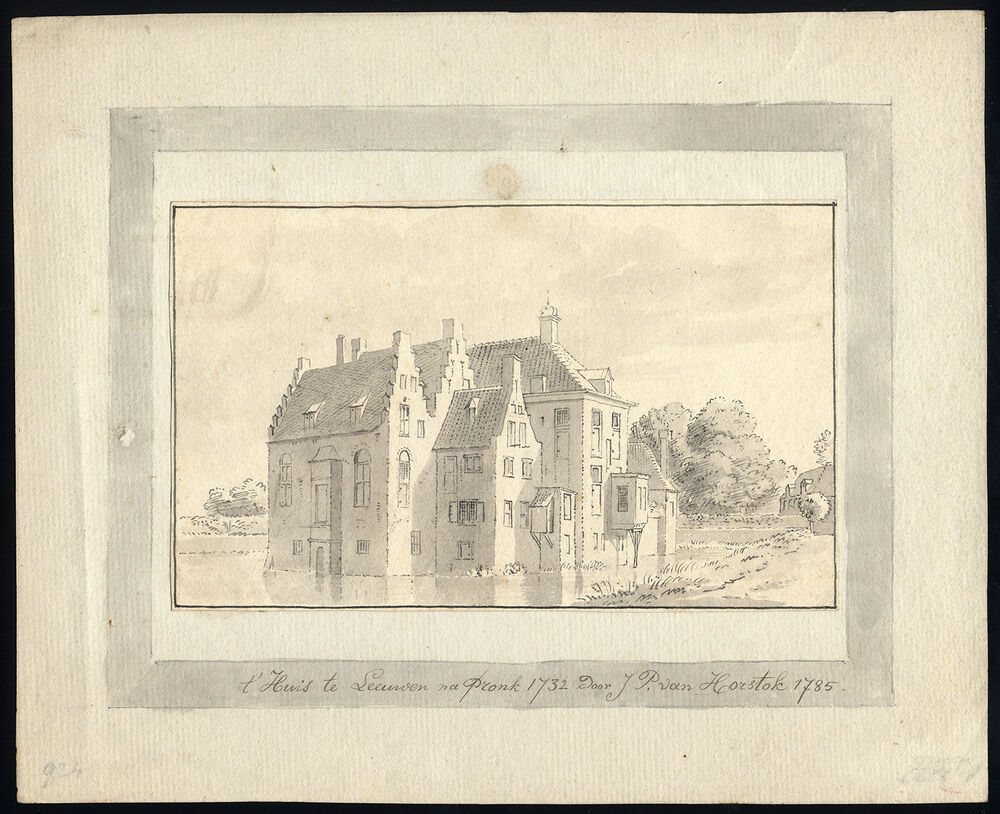 1000x814 Antique Drawing Manor House Te Leeuwen Druten Van Horstok Ebay - Manor Drawing