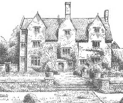 400x336 kings sutton, manor house, northamptonshire, pen drawing - Manor House Drawing