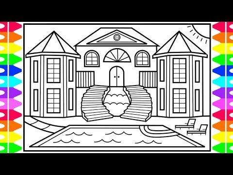 480x360 How To Draw A Mansion For Kids Drawing For Kids - Mansion Drawing