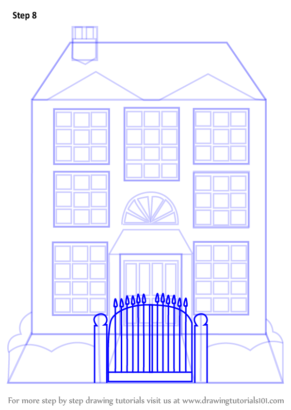 600x846 Learn How To Draw Mansion House - Mansion Drawing