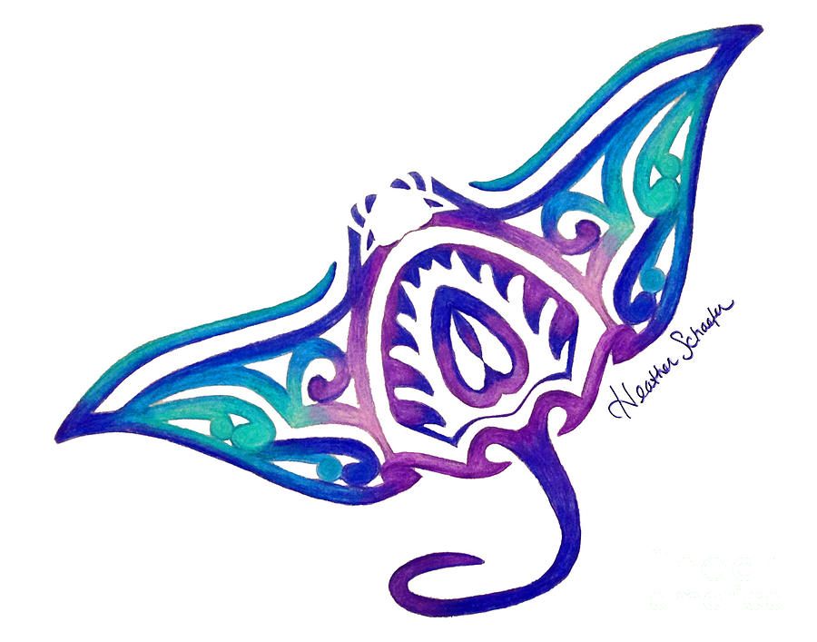 900x707 tribal manta ray drawing - Manta Ray Drawing