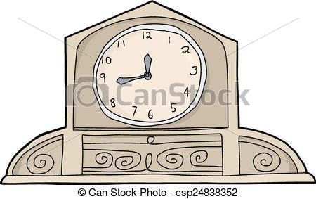 450x283 Mantle Clock Over White Hand Drawn Cartoon Mantle Clock Over - Mantle Drawing