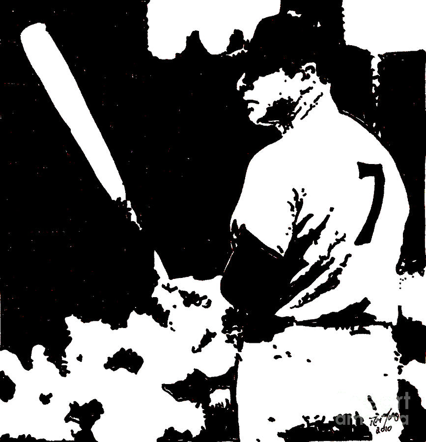 867x900 Mickey Mantle Drawing Drawing - Mantle Drawing