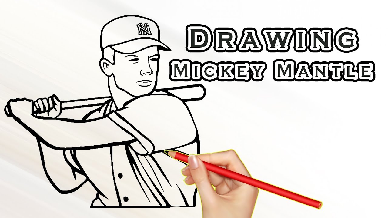 1280x720 Drawing Mickey Mantle Drawing Famous People Draw Easy For Kids - Mantle Drawing