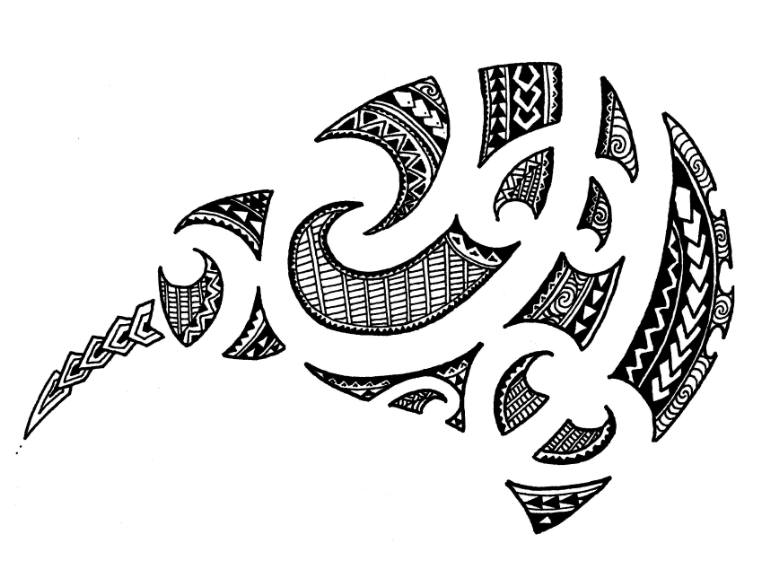 770x571 maori inspired kiwi drawing - Maori Drawings