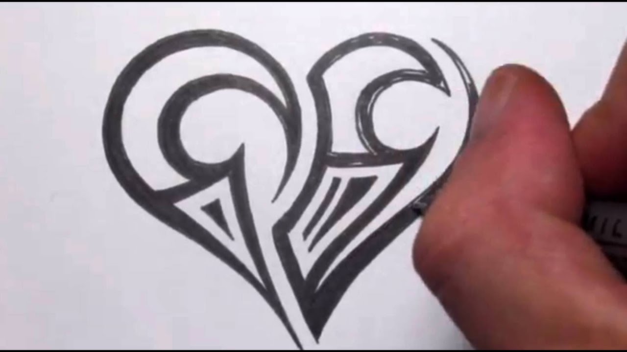 1280x720 drawing a simple tribal maori heart tattoo design - Maori Drawings