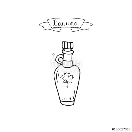 500x500 hand drawn doodle canadian maple syrup icon with leaf vector - Maple Syrup Drawing