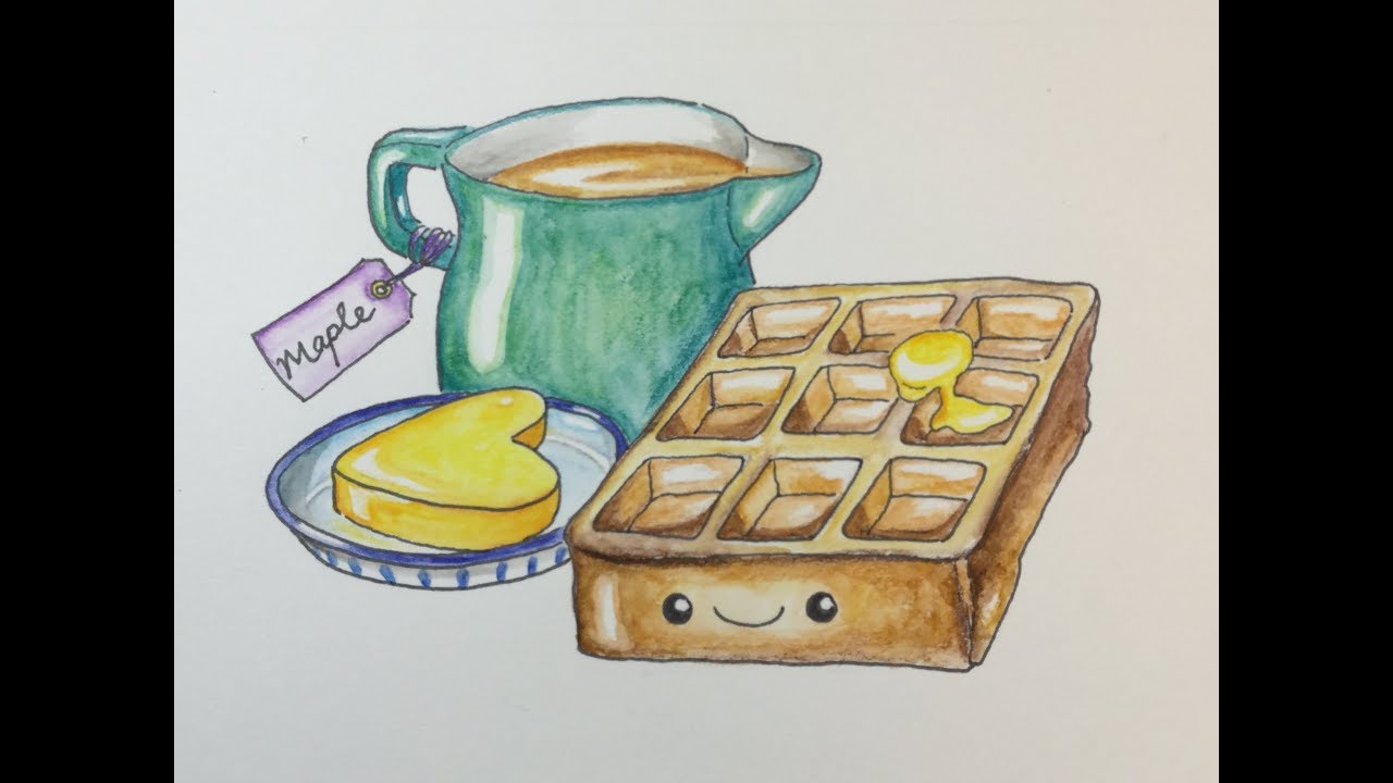 1280x720 how to draw kawaii waffle and maple syrup - Maple Syrup Drawing