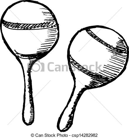 439x470 hand drawn, sketch, cartoon illustration of maracas - Maracas Drawing