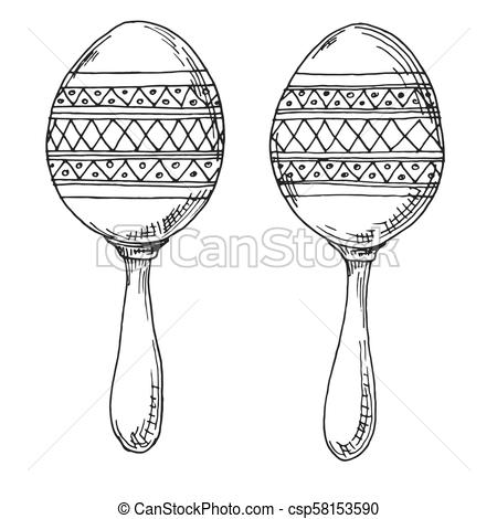 450x470 sketch of maracas isolated on white background vector - Maracas Drawing