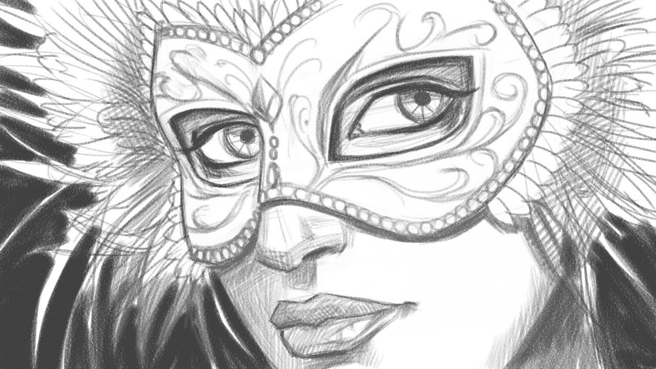 1280x720 how to draw a face with a mardi gras mask - Mardi Gras Drawing
