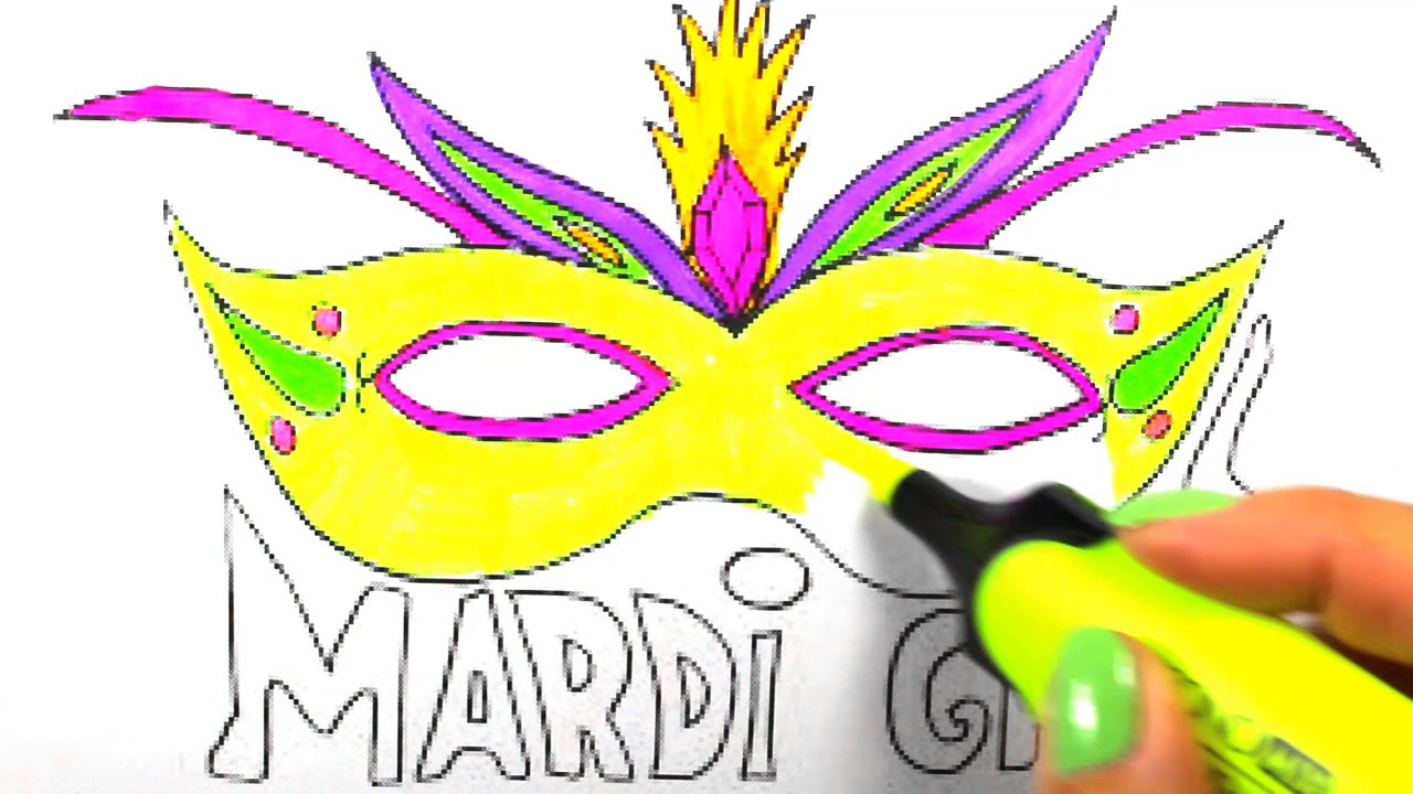 1280x720 how to draw mask mardi gras mask coloring how to draw mardi - Mardi Gras Drawing