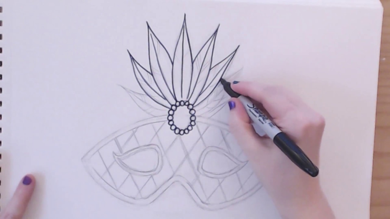 1280x720 Easy How To Draw A Mardi Gras Mask - Mardi Gras Mask Drawing