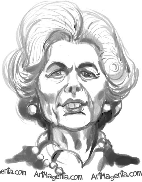 500x640 margaret thatcher caricatures - Margaret Thatcher Drawing