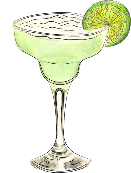 453x600 watercolor doodle margarita cocktail free vector in encapsulated - Margarita Drawing