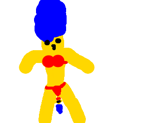 300x250 Marge Simpson, In A Bikini, Is Full Of Herself Drawing - Marge Simpson Drawing