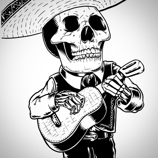 640x640 marcos cabrera doodles! skeleton mariachi - Mariachi Drawing