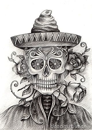 319x450 Day Of The Dead Guitar Player Day Of The Dead Mariachi Drawing - Mariachi Drawing