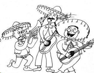 314x243 Mariachi Black And White Illustration - Mariachi Drawing
