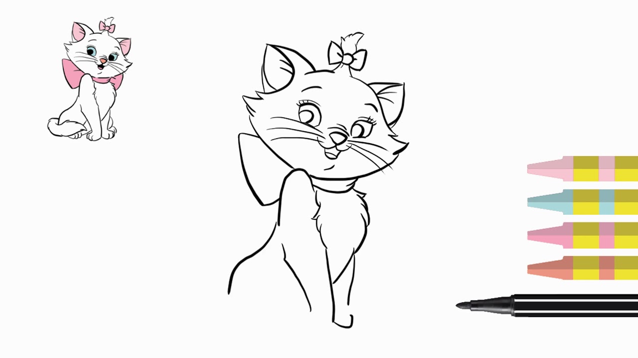 1280x720 How To Draw Marie - Marie Aristocats Drawing