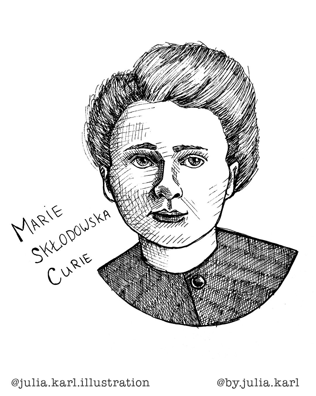 1080x1350 Strong Women Portraits - Marie Curie Drawing