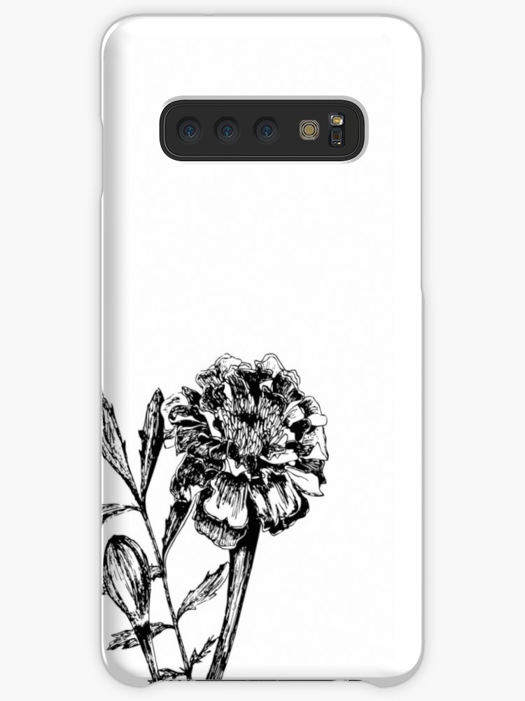 750x1000 black and white marigold flower drawing cases skins for samsung - Marigold Flower Drawing