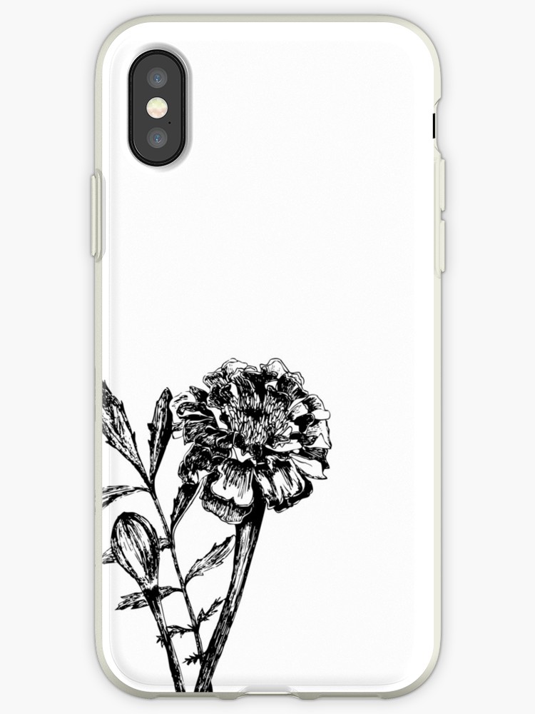 750x1000 black and white marigold flower drawing iphone cases covers - Marigold Flower Drawing