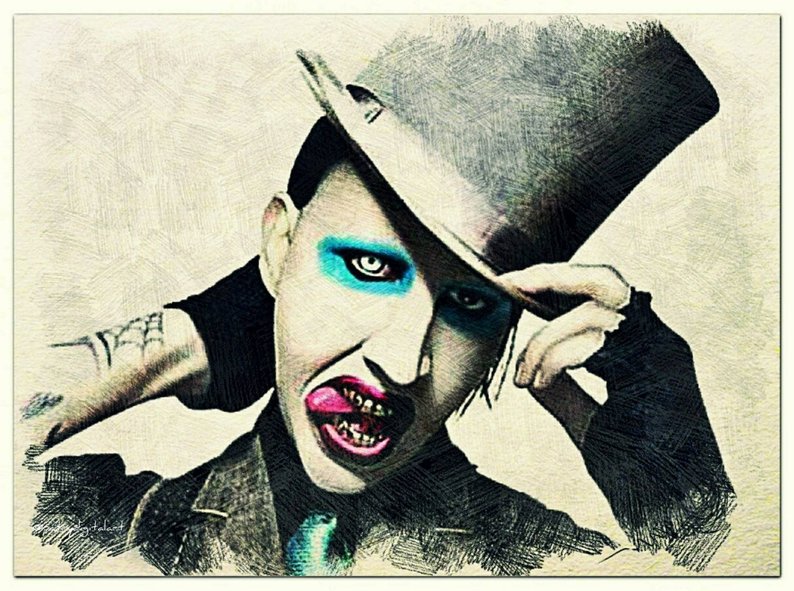 794x591 marilyn manson pencil drawing colorful pencil art print wall etsy - Marilyn Manson Drawing