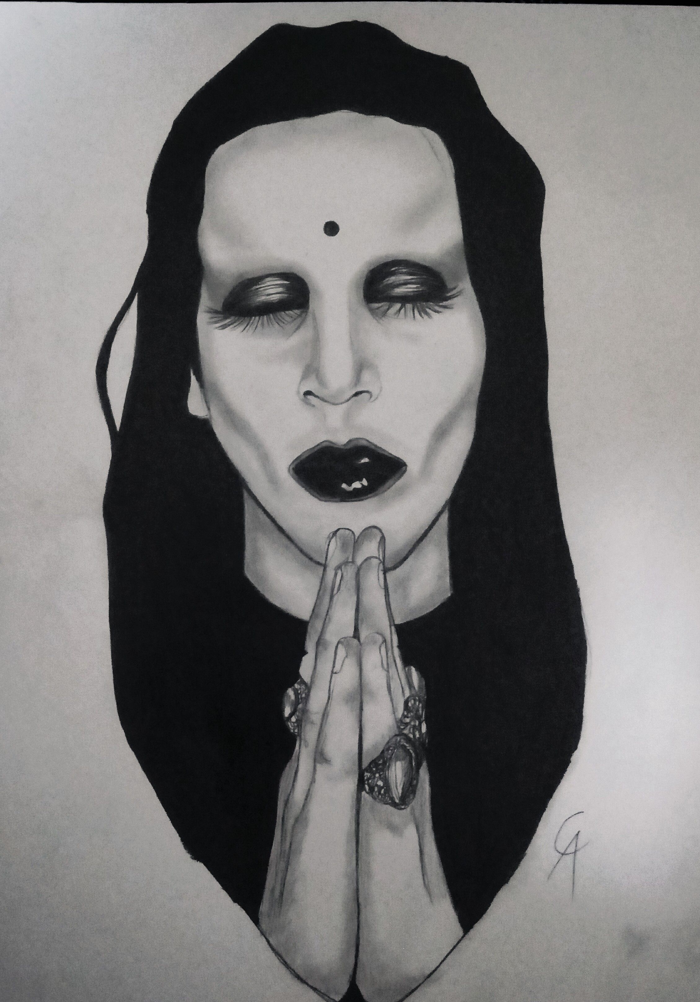 2259x3232 Marilyn Manson Portrait Pencil Draw - Marilyn Manson Drawing