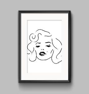 287x300 marilyn monroe drawing sketch print or wall art home decor - Marilyn Monroe Black And White Drawing