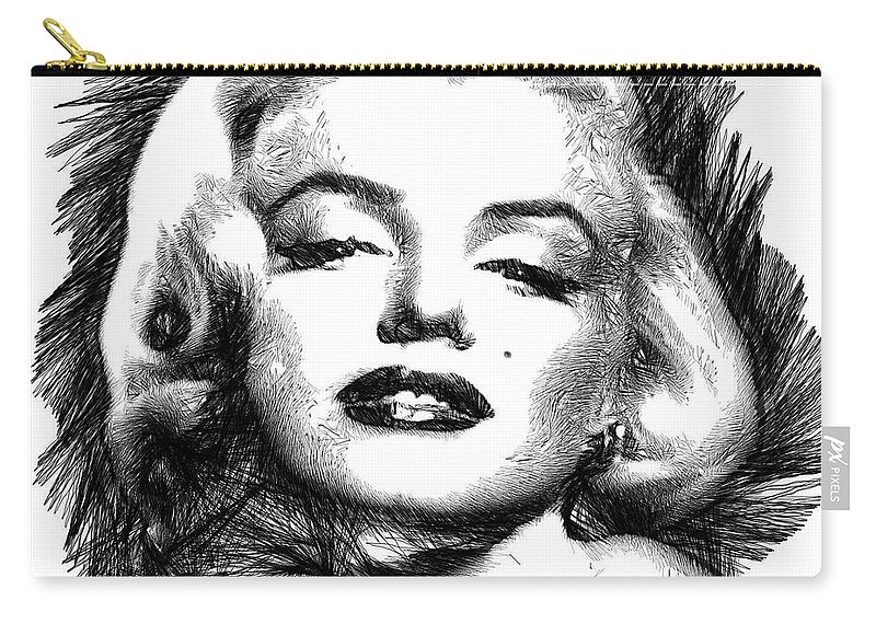 800x570 Marilyn Monroe Sketch In Black And White Carry All Pouch - Marilyn Monroe Black And White Drawing