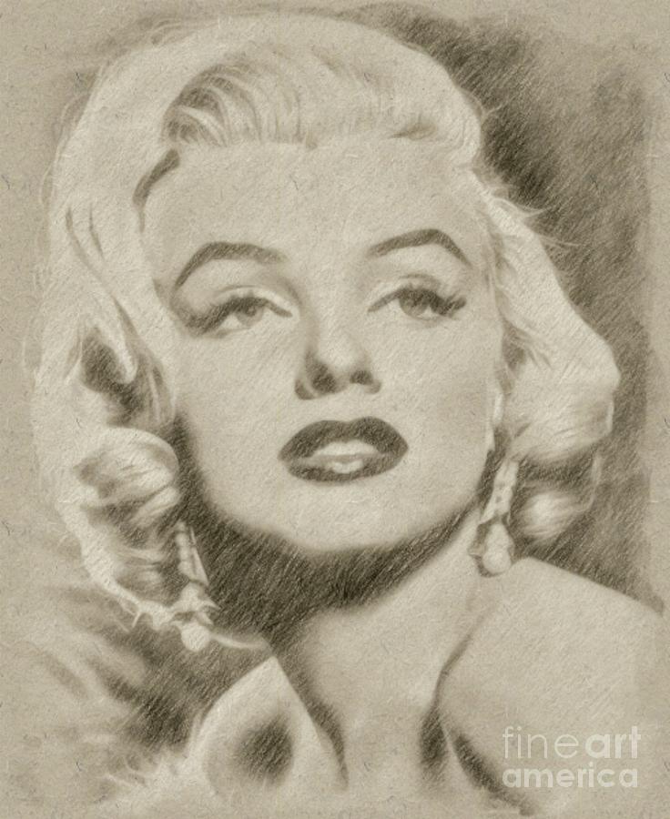 736x900 marilyn monroe vintage hollywood actress drawing - Marilyn Monroe Drawing