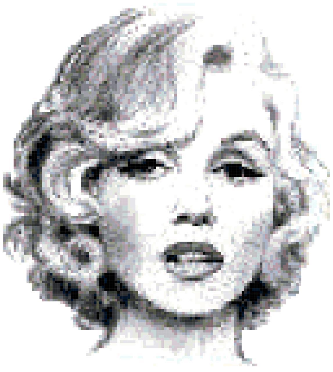 1146x1280 Marilyn Monroe Black White Portrait Counted Cross Stitch Pattern - Marilyn Monroe Drawing Black And White