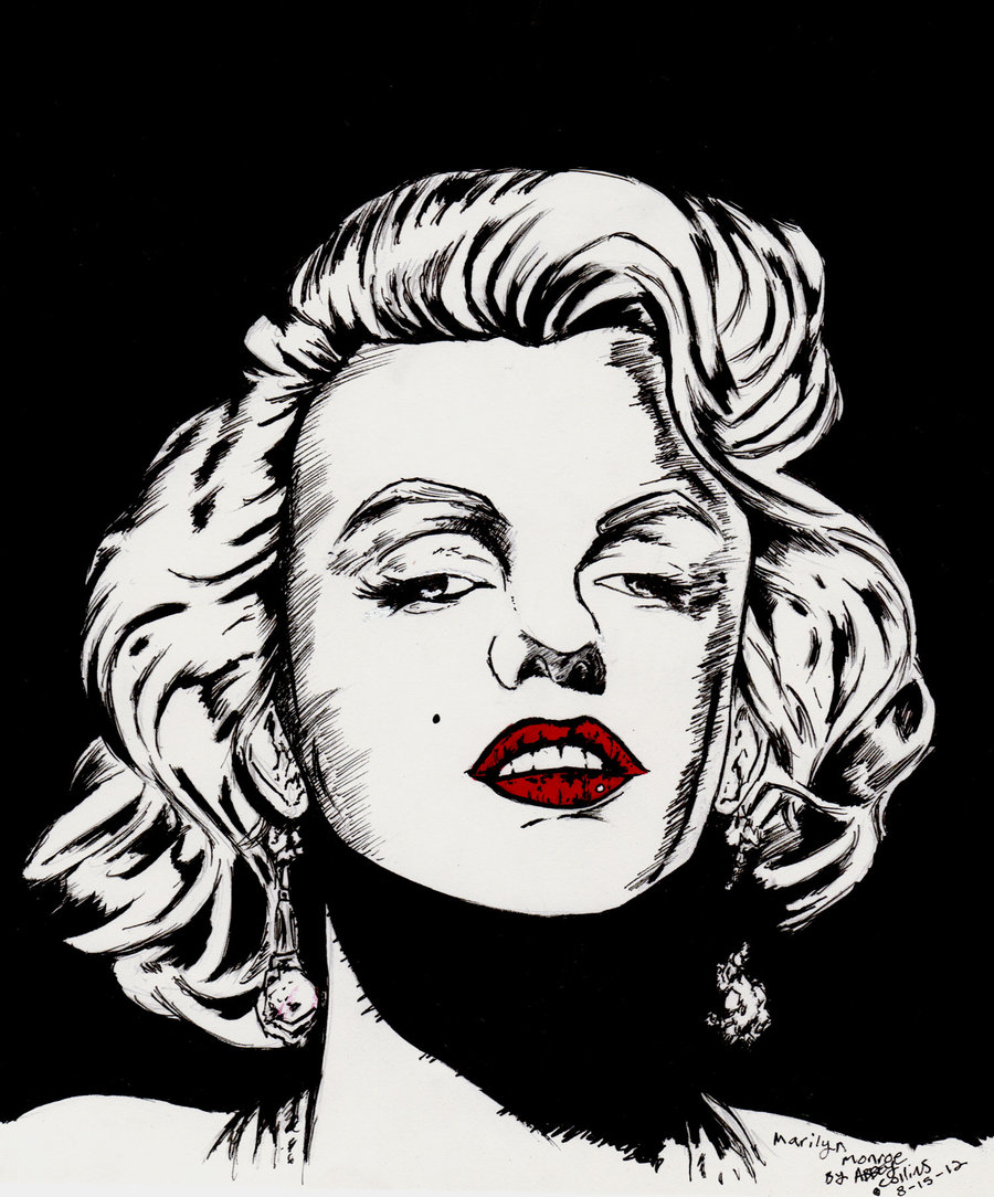 Marilyn Monroe Drawing Black And White With Tattoos Gtgt - Marilyn ...